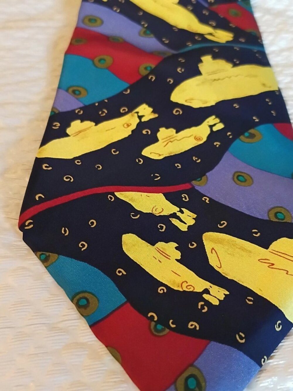 The Beatles Yellow Submarine Silk Necktie Novelty Tie Purple Multicolor